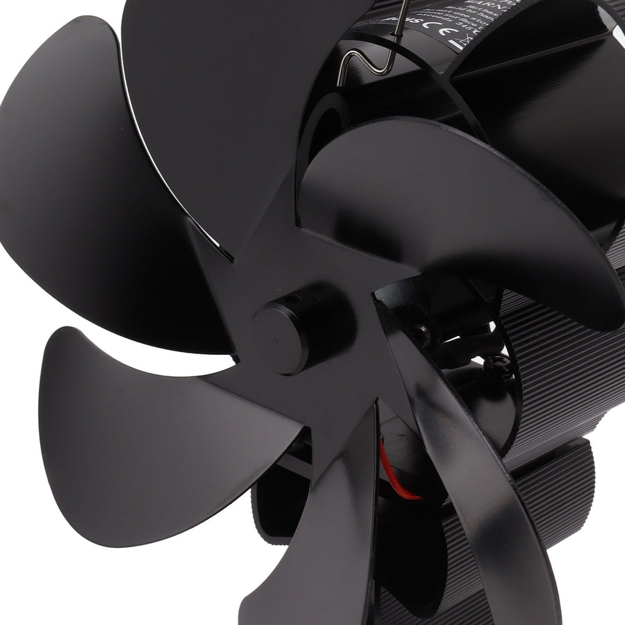 6 Blade Heat Powered Stove Fan for Wood Fireplace Chimney Fireplace Fan Increases Warm Air Silent Operation Black