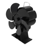 Black 6 Blade Heat Powered Stove Fan Thermodynamically Driven Fireplace Fan for Heat Dissipation - Side View