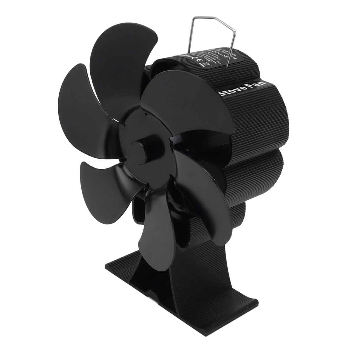 Black 6 Blade Heat Powered Stove Fan Thermodynamically Driven Fireplace Fan for Heat Dissipation