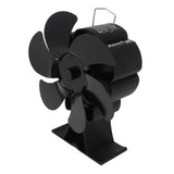 Black 6 Blade Heat Powered Stove Fan Thermodynamically Driven Fireplace Fan for Heat Dissipation