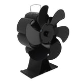 Black 6 Blade Heat Powered Stove Fan Thermodynamically Driven Fireplace Fan for Heat Dissipation - 45-Degree Angle