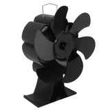 Black 6 Blade Heat Powered Stove Fan Thermodynamically Driven Fireplace Fan for Heat Dissipation