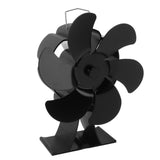 Black 6 Blade Heat Powered Stove Fan Thermodynamically Driven Fireplace Fan for Heat Dissipation - Low Angle