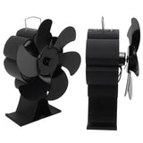 Black 6 Blade Heat Powered Stove Fan Thermodynamically Driven Fireplace Fan for Heat Dissipation - Extra Image