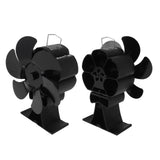 Black 6 Blade Heat Powered Stove Fan Thermodynamically Driven Fireplace Fan for Heat Dissipation - Extra Image