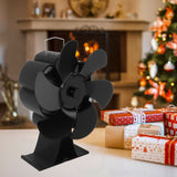 Black 6 Blade Heat Powered Stove Fan Thermodynamically Driven Fireplace Fan for Heat Dissipation - Extra Image