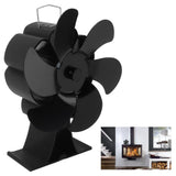 Black 6 Blade Heat Powered Stove Fan Thermodynamically Driven Fireplace Fan for Heat Dissipation