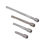 4pc 1/4in Drive Socket Extension Bar Set Long Shaft 50mm 75mm 100mm 150mm Ratchet Improved - Top-Down View
