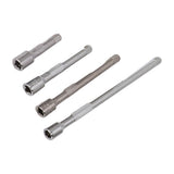 4pc 1/4in Drive Socket Extension Bar Set Long Shaft 50mm 75mm 100mm 150mm Ratchet Improved