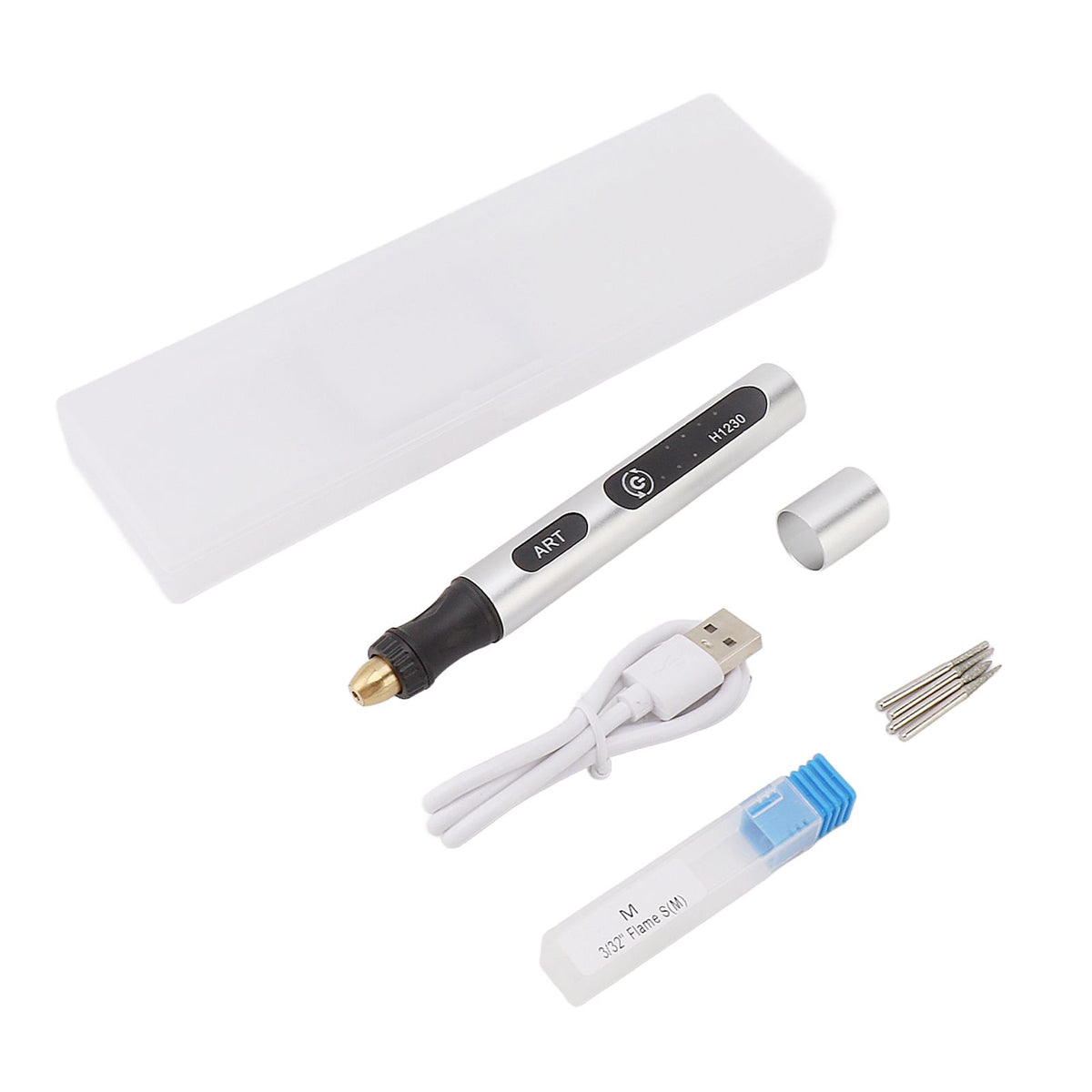 Portable Electric Engraving Tool Cordless Rotary Tool Non Slip Silver USB 4.2V 300mAh Engraving Pen for Metal Glass Wood
