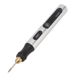 Portable Electric Engraving Tool Cordless Rotary Tool Non Slip Silver USB 4.2V 300mAh Engraving Pen for Metal Glass Wood - Rear View