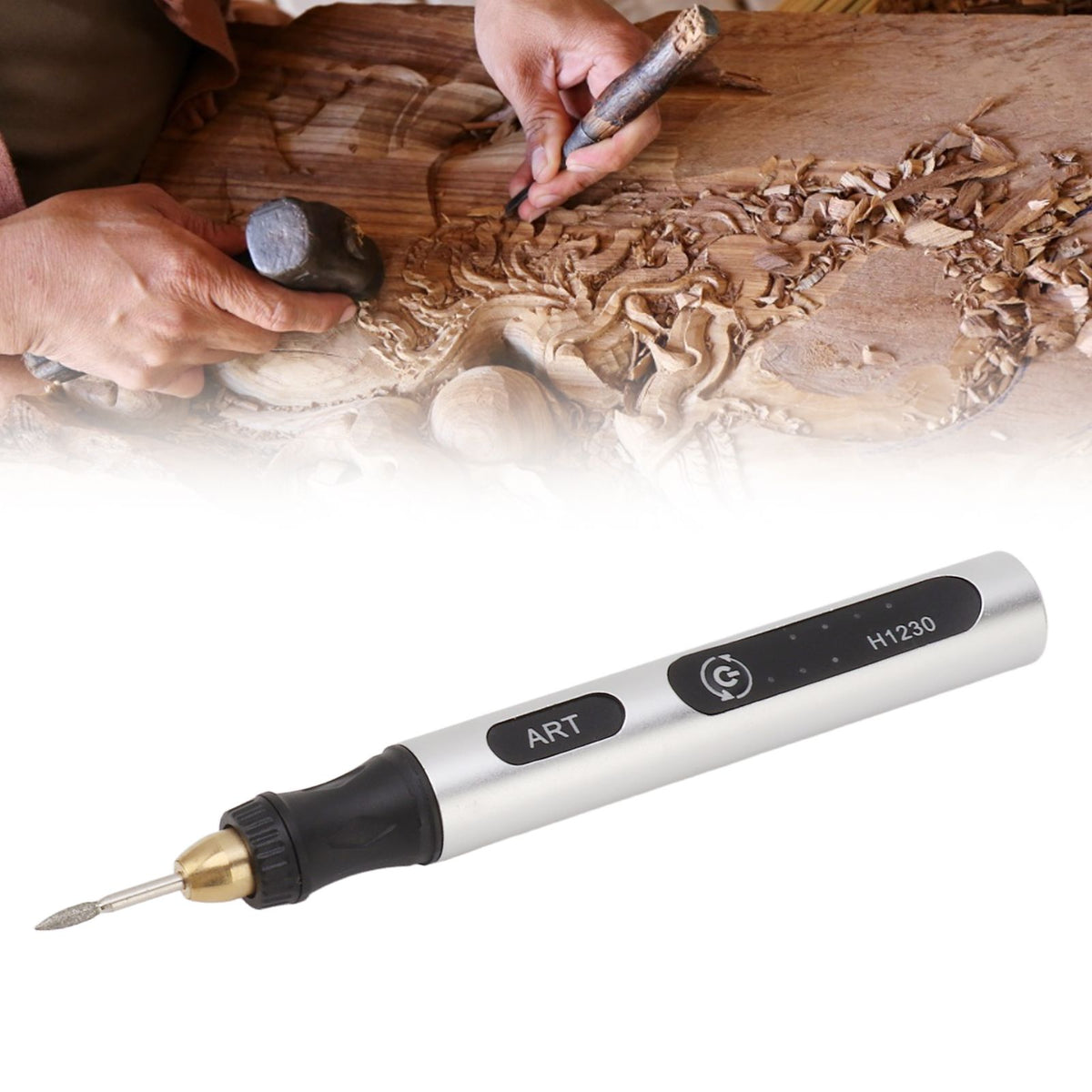 Portable Electric Engraving Tool Cordless Rotary Tool Non Slip Silver USB 4.2V 300mAh Engraving Pen for Metal Glass Wood