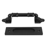 Sliding Barn Door Handle Double Sided Black Barn Door Pull Handle for Gates Garages - Front View
