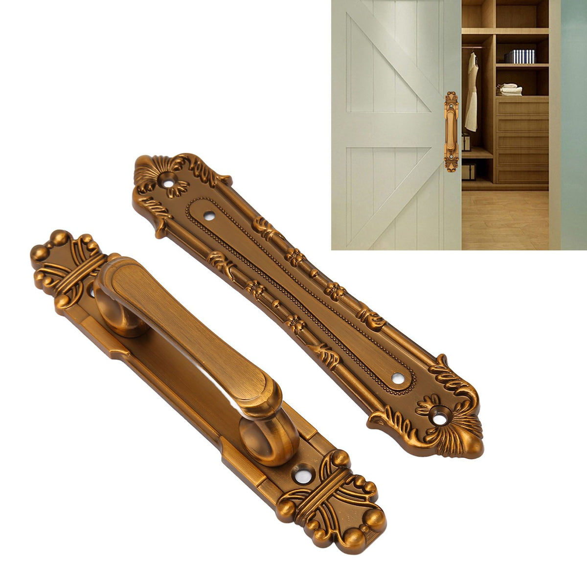 Sliding Barn Door Handles Large Rustic Dual Side Design for Gates Garages Sheds Furniture Aluminum Alloy Material Bronze