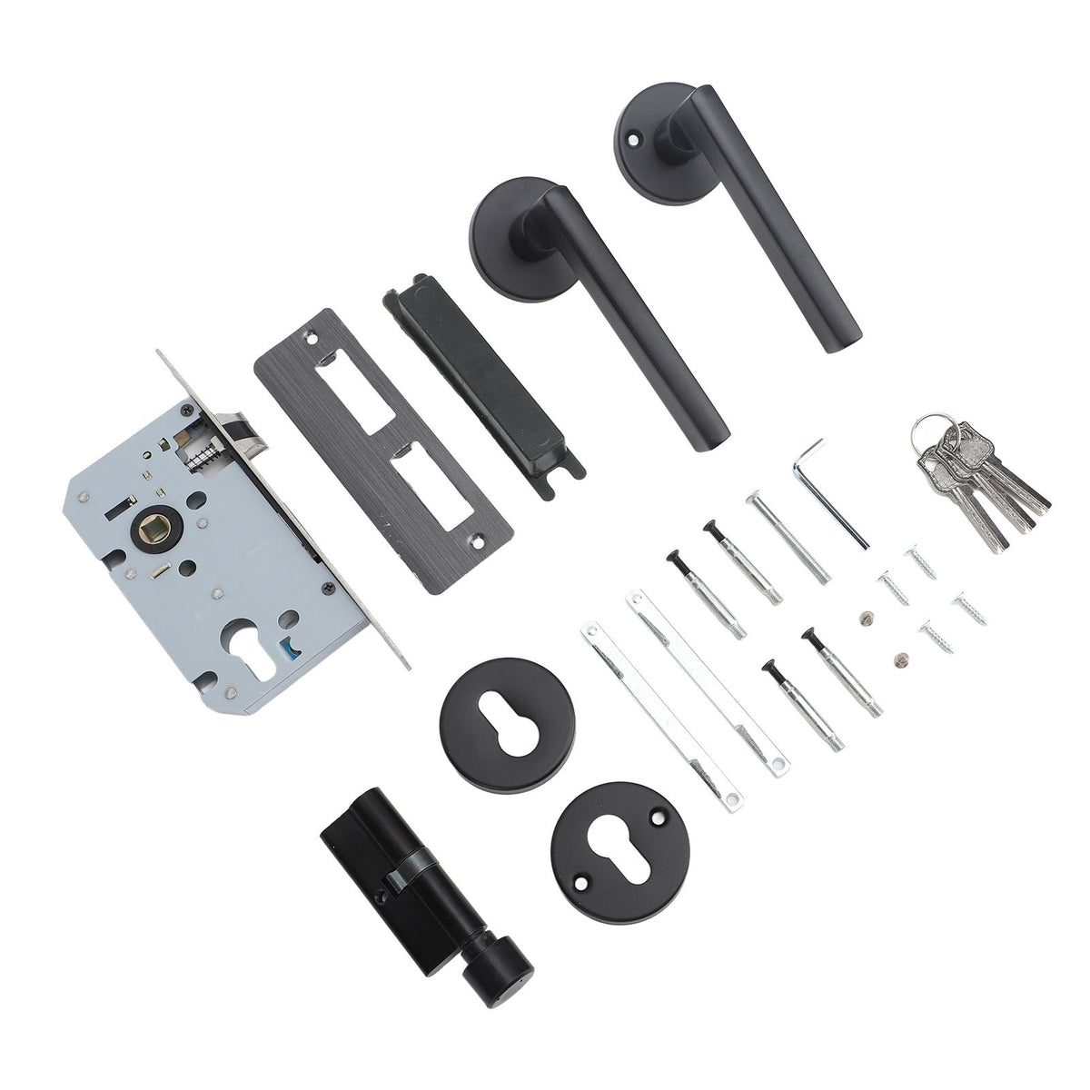 House Door Handle Lock Aluminum Black Antioxidant Coating Shock Resistance Door Lever for Bedroom Home Room