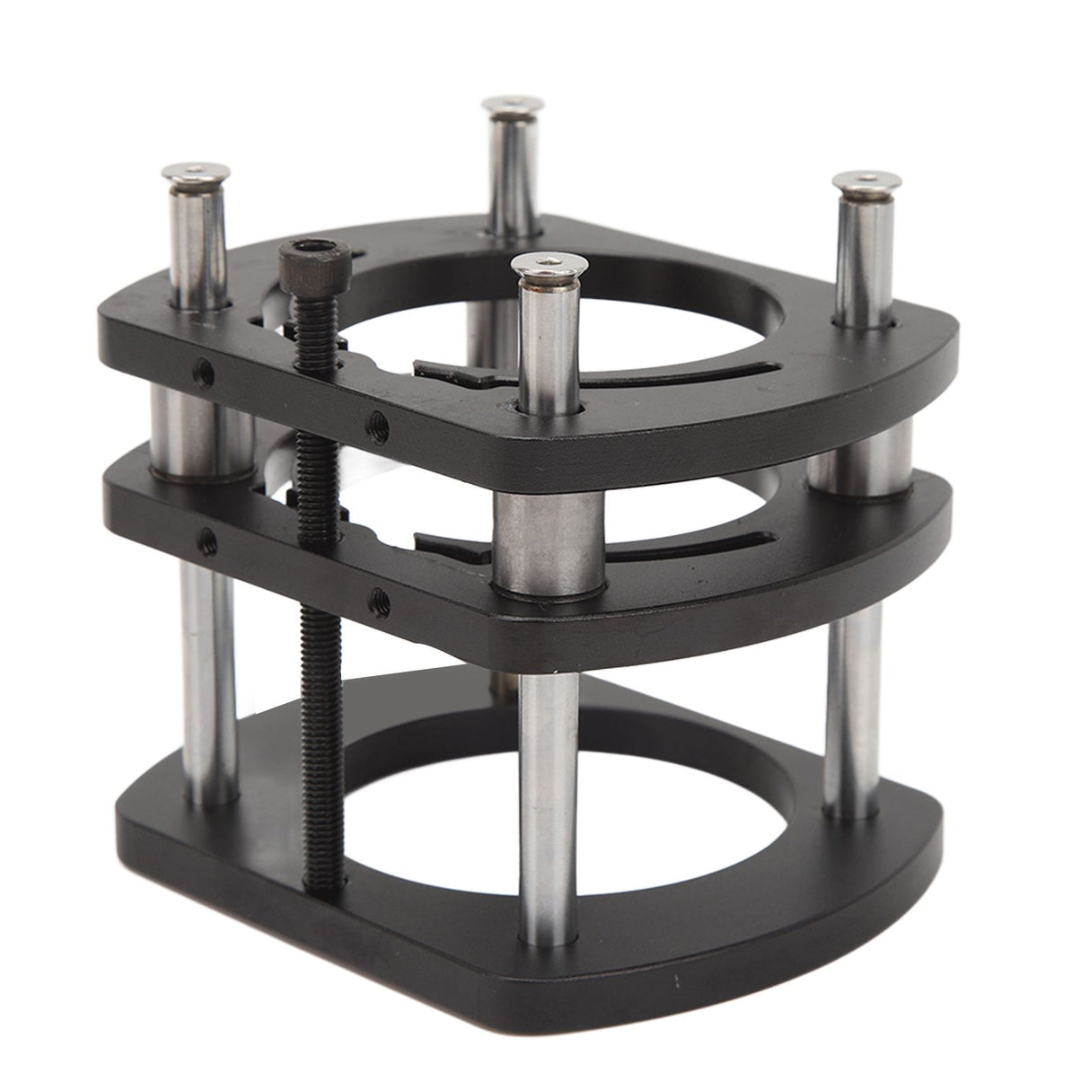 Trimming Machine Router Lift Table Base Aluminum Alloy Router Lift System with 4 Jaw Clamping Black