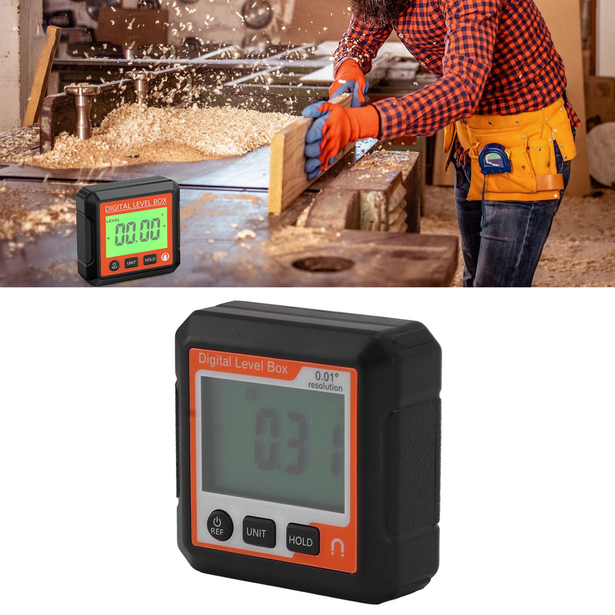 Digital Level Box Magnetic Data Lock Angle Slope Conversion Protractor Angle Finder Gauge for Carpentry Building Masonry Bevel Red White