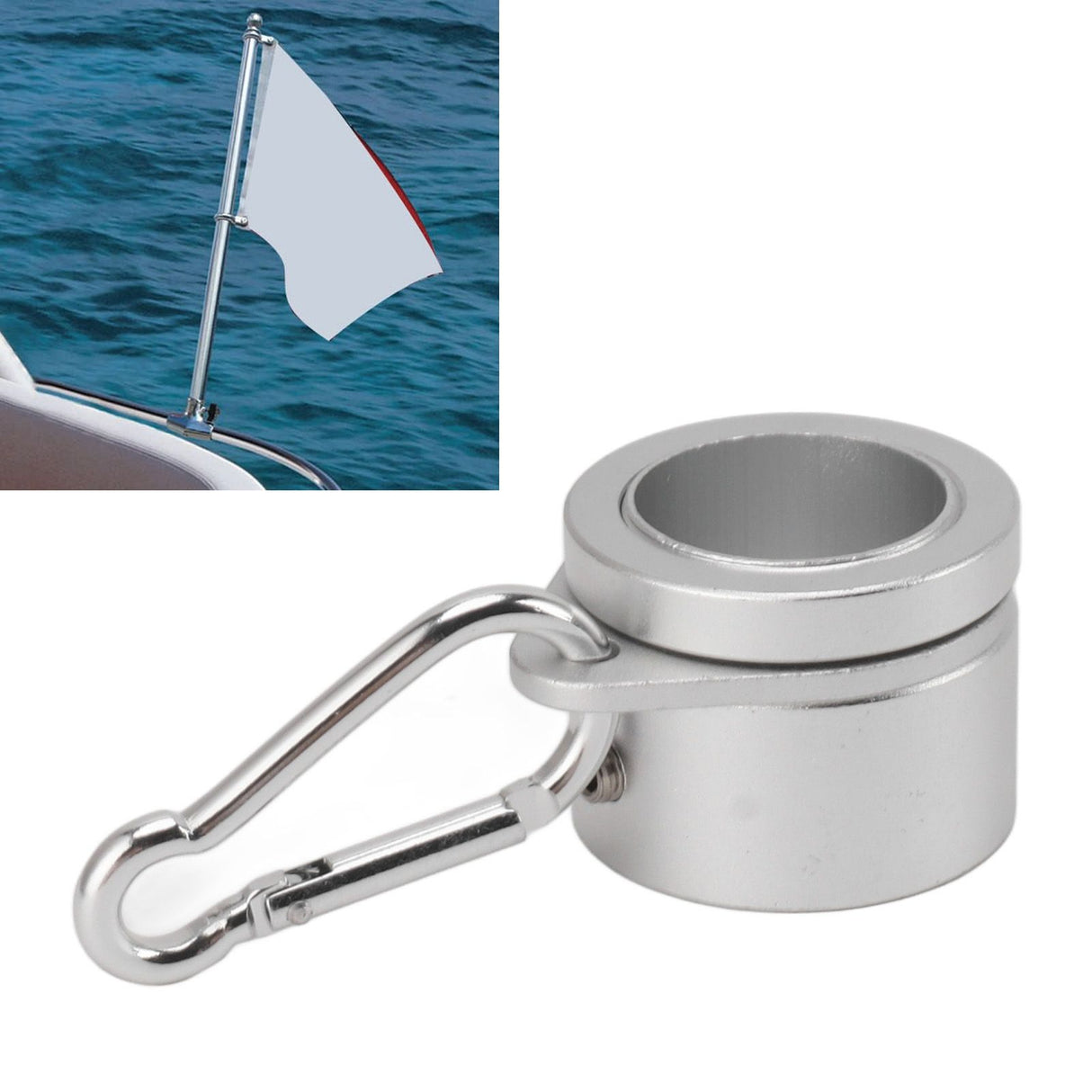 2 Pcs G3/4 Flag Pole Rings Aluminium Alloy 360° Rotating Anti Wrap Spinning Flagpole Mounting Clip Kit Silver