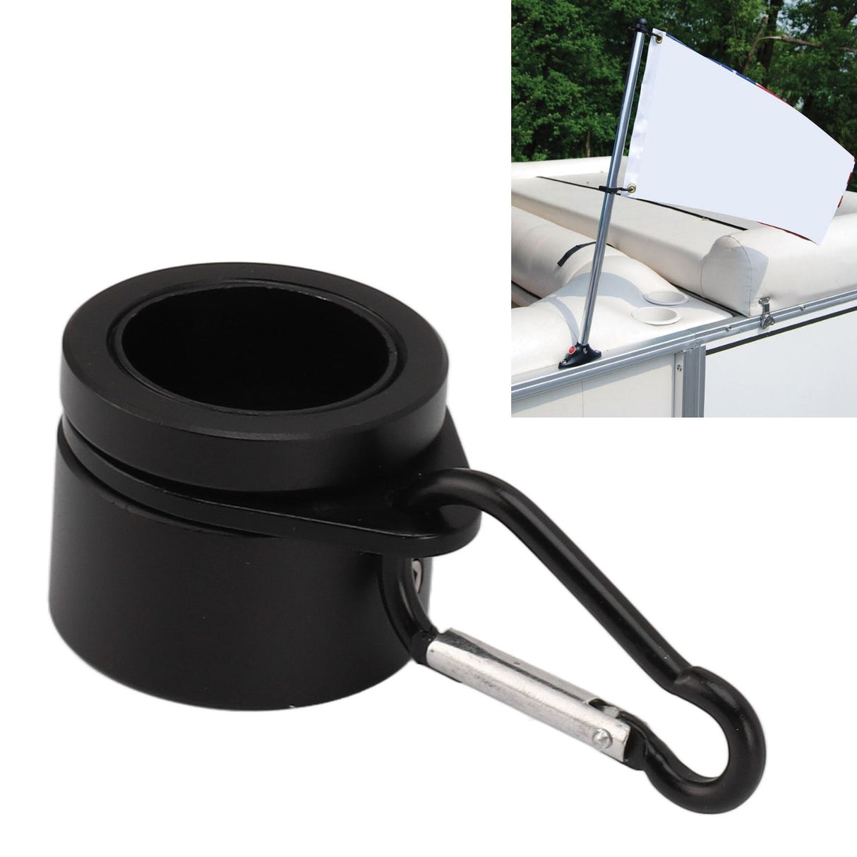 2 Pcs G3/4 Flag Pole Rings Aluminium Alloy 360° Rotating Anti Wrap Spinning Flagpole Mounting Clip Kit Black