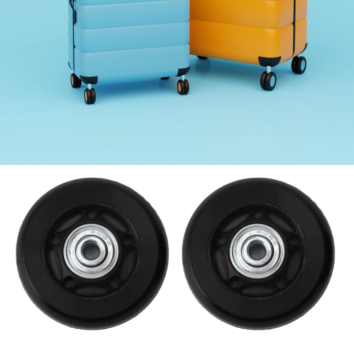 2pcs Luggage Suitcase Replacement Wheels Noiseless Rubber Swivel Caster Wheels Bearings Repair Kits 72x24mm / 2.8x0.9in