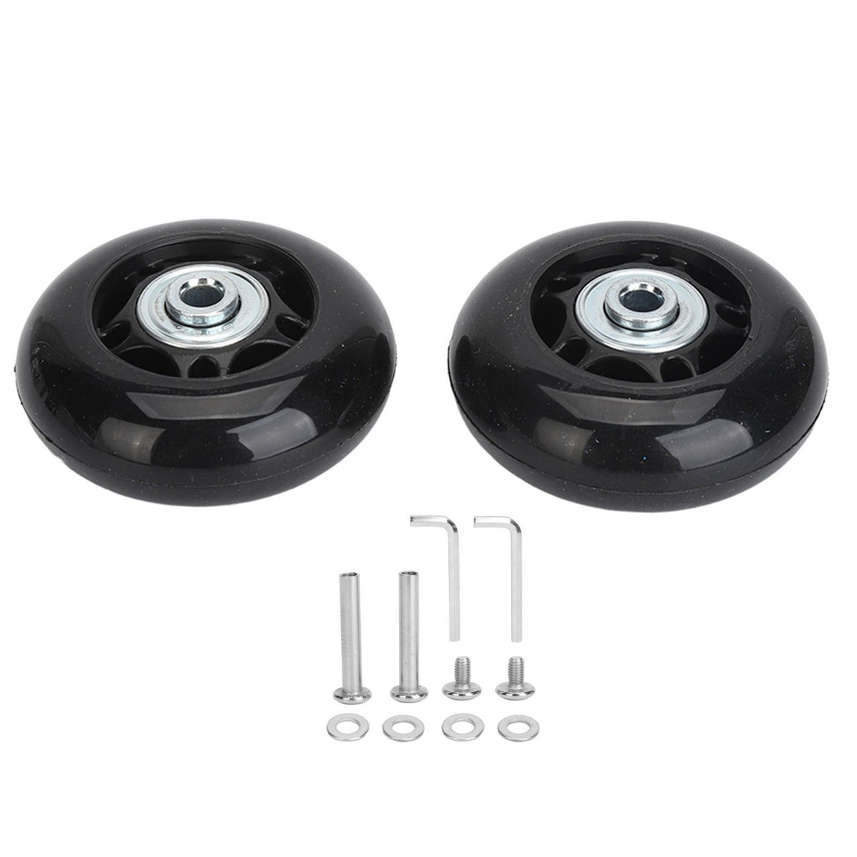 2Pcs Luggage Suitcase Replacement Wheels Universal Rubber Swivel Caster Wheels Bearings Repair Kits with Installation Tool 64x24mm / 2.5x0.9in