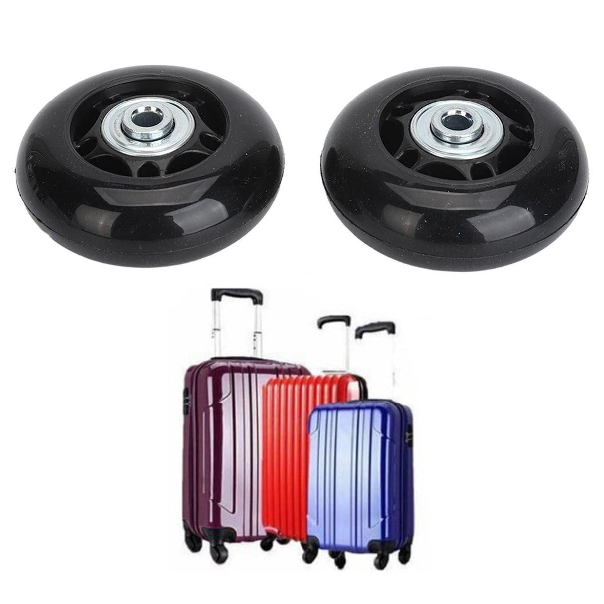 2Pcs Luggage Suitcase Replacement Wheels Universal Rubber Swivel Caster Wheels Bearings Repair Kits with Installation Tool 64x24mm / 2.5x0.9in