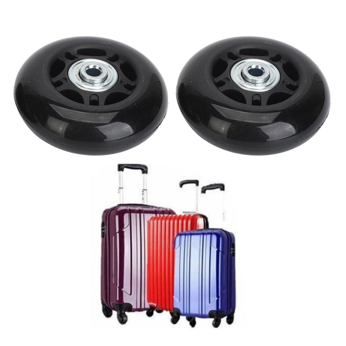 2Pcs Luggage Suitcase Replacement Wheels Universal Rubber Swivel Caster Wheels Bearings Repair Kits with Installation Tool 68x24mm / 2.7x0.9in