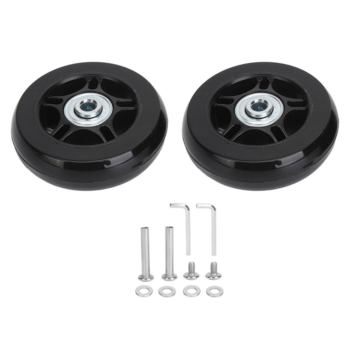 2Pcs Luggage Suitcase Replacement Wheels Universal Rubber Swivel Caster Wheels Bearings Repair Kits with Installation Tool 70x19cm / 27.6x7.5in