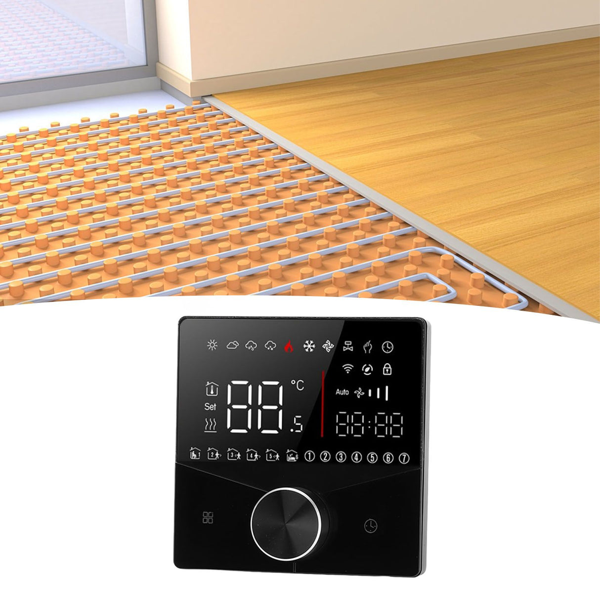Smart Digital Thermostat LCD Color Display Precise Control Intelligent Temperature Controller Black