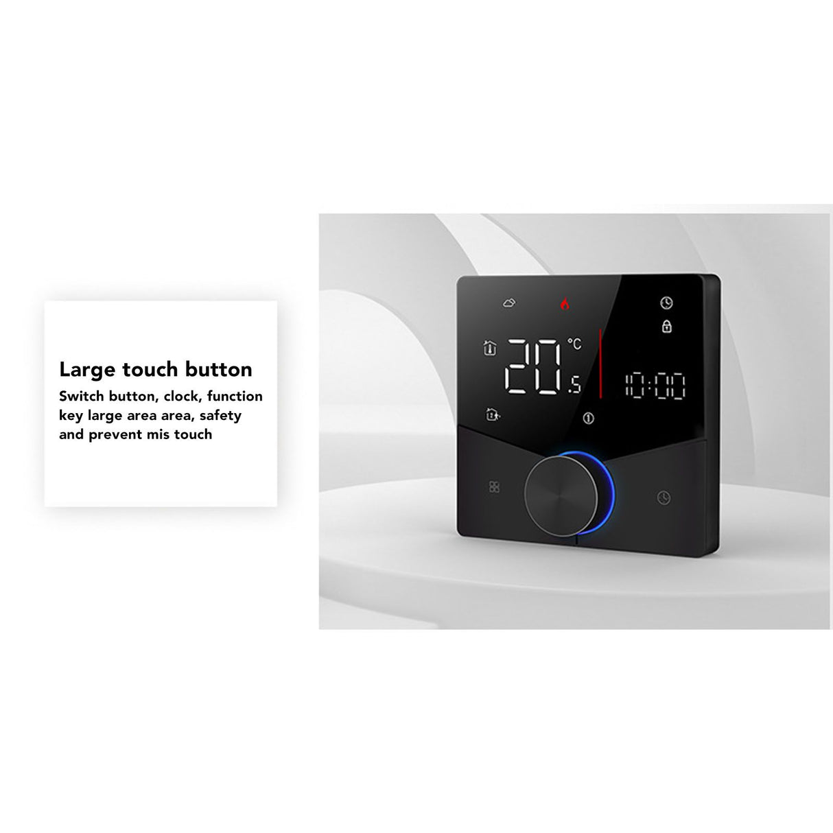Smart Digital Thermostat LCD Color Display Precise Control Intelligent Temperature Controller Black