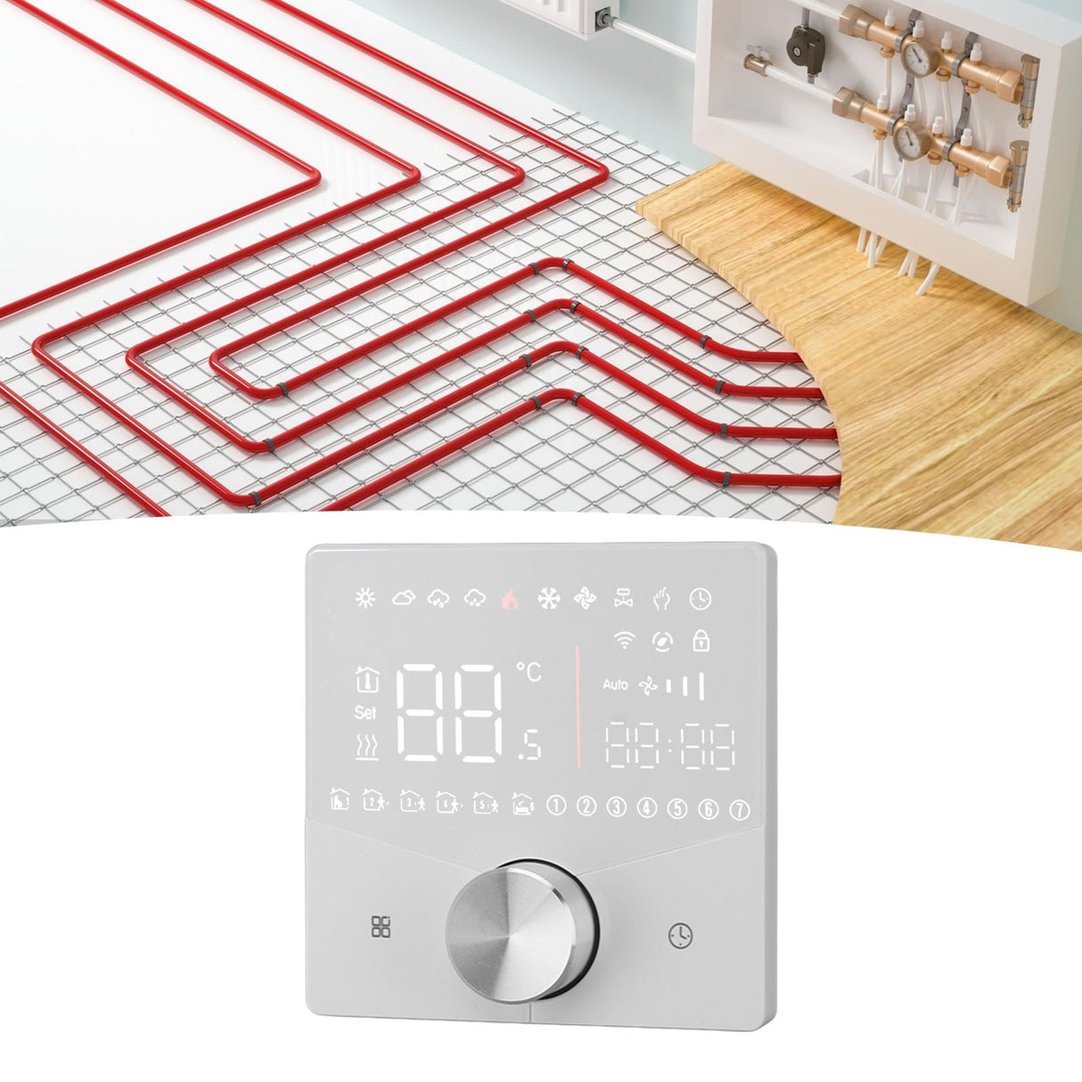 Smart Digital Thermostat LCD Color Display Precise Control Intelligent Temperature Controller White