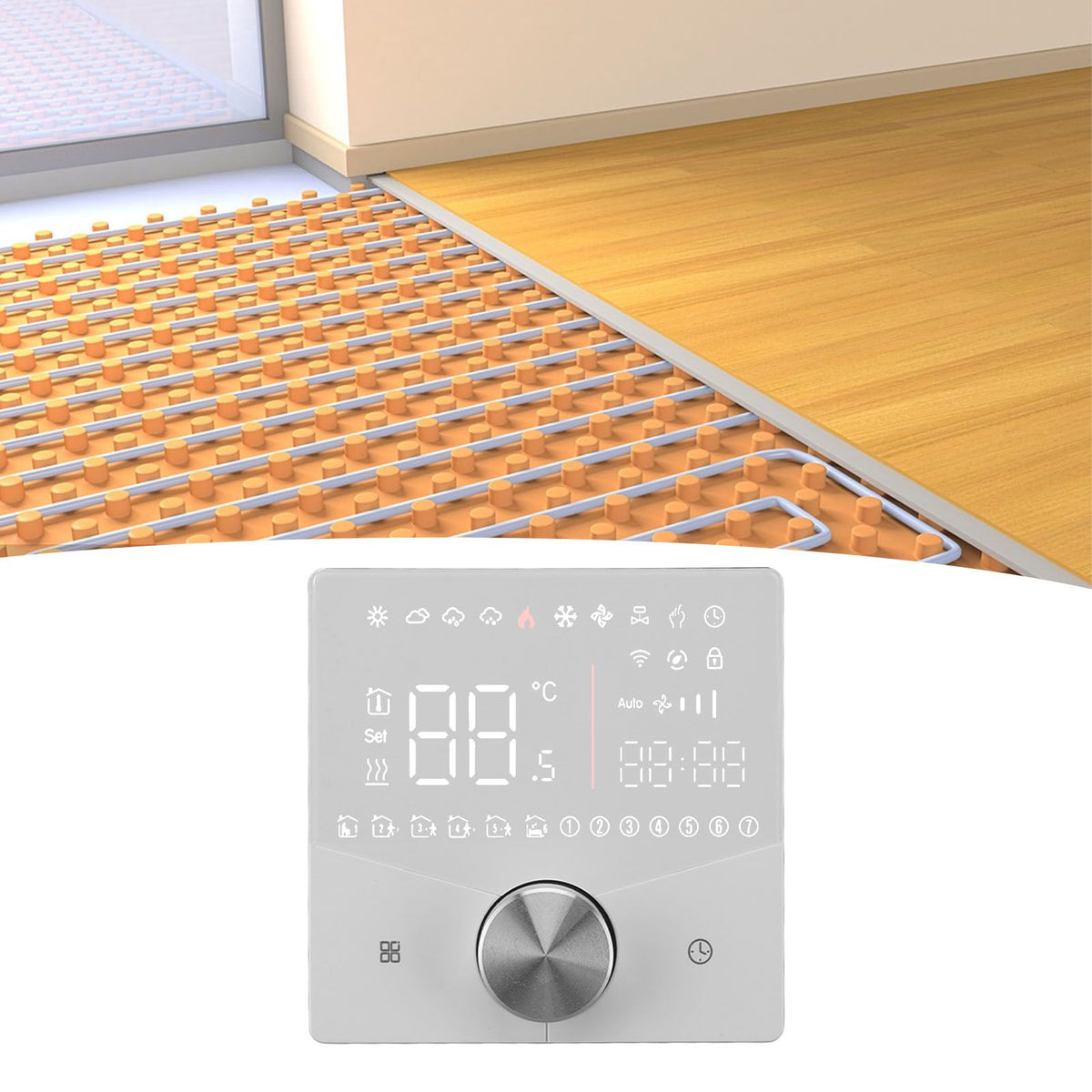 Smart Digital Thermostat LCD Color Display Precise Control Intelligent Temperature Controller White