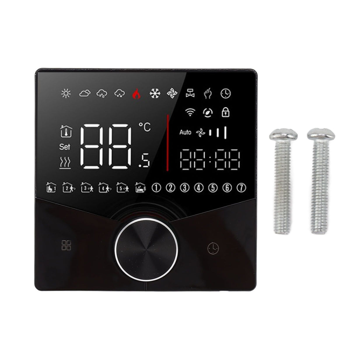 Smart Thermostat Knob Design LCD Color Display Panel Digital Thermostat for Sauna Room Underfloor Heating System Black