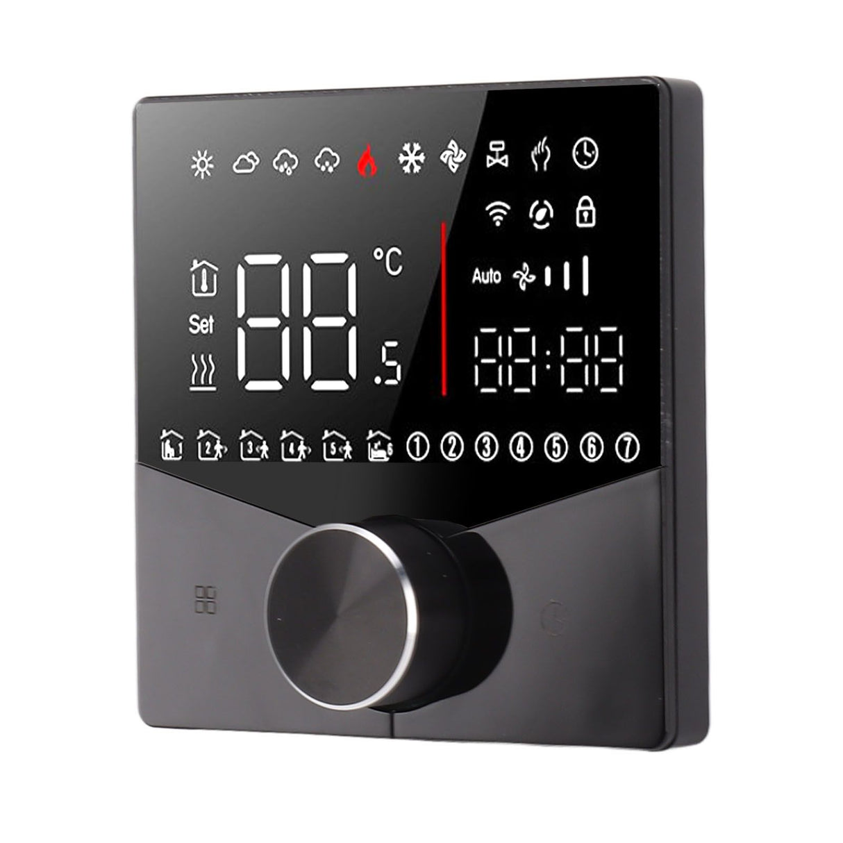 Smart Thermostat Knob Design LCD Color Display Panel Digital Thermostat for Sauna Room Underfloor Heating System Black