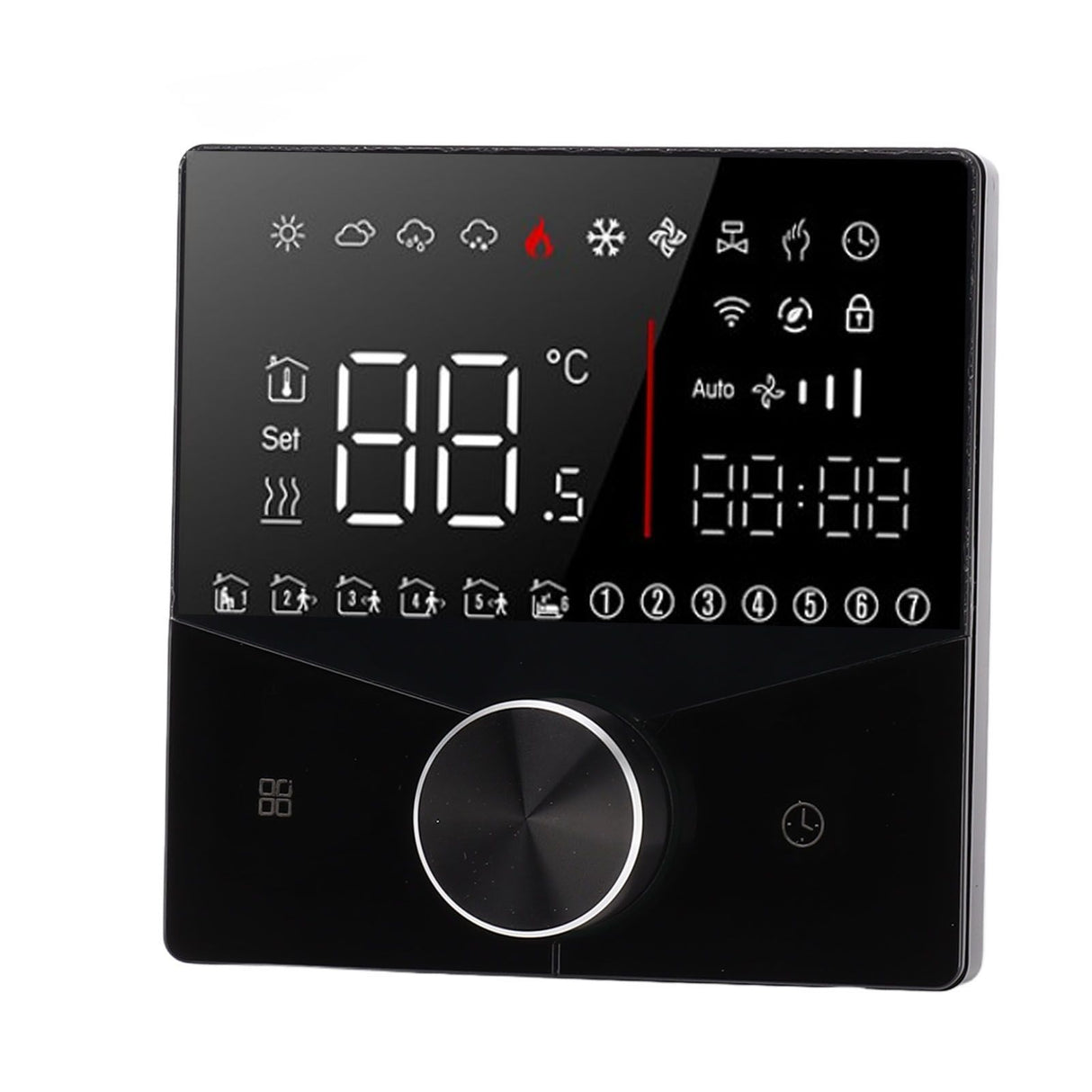 Smart Thermostat Knob Design LCD Color Display Panel Digital Thermostat for Sauna Room Underfloor Heating System Black