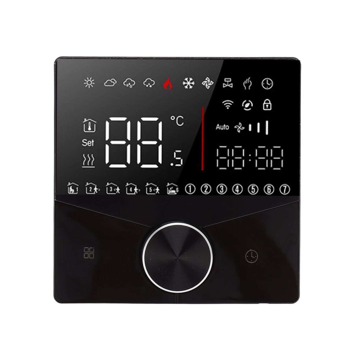 Smart Thermostat Knob Design LCD Color Display Panel Digital Thermostat for Sauna Room Underfloor Heating System Black