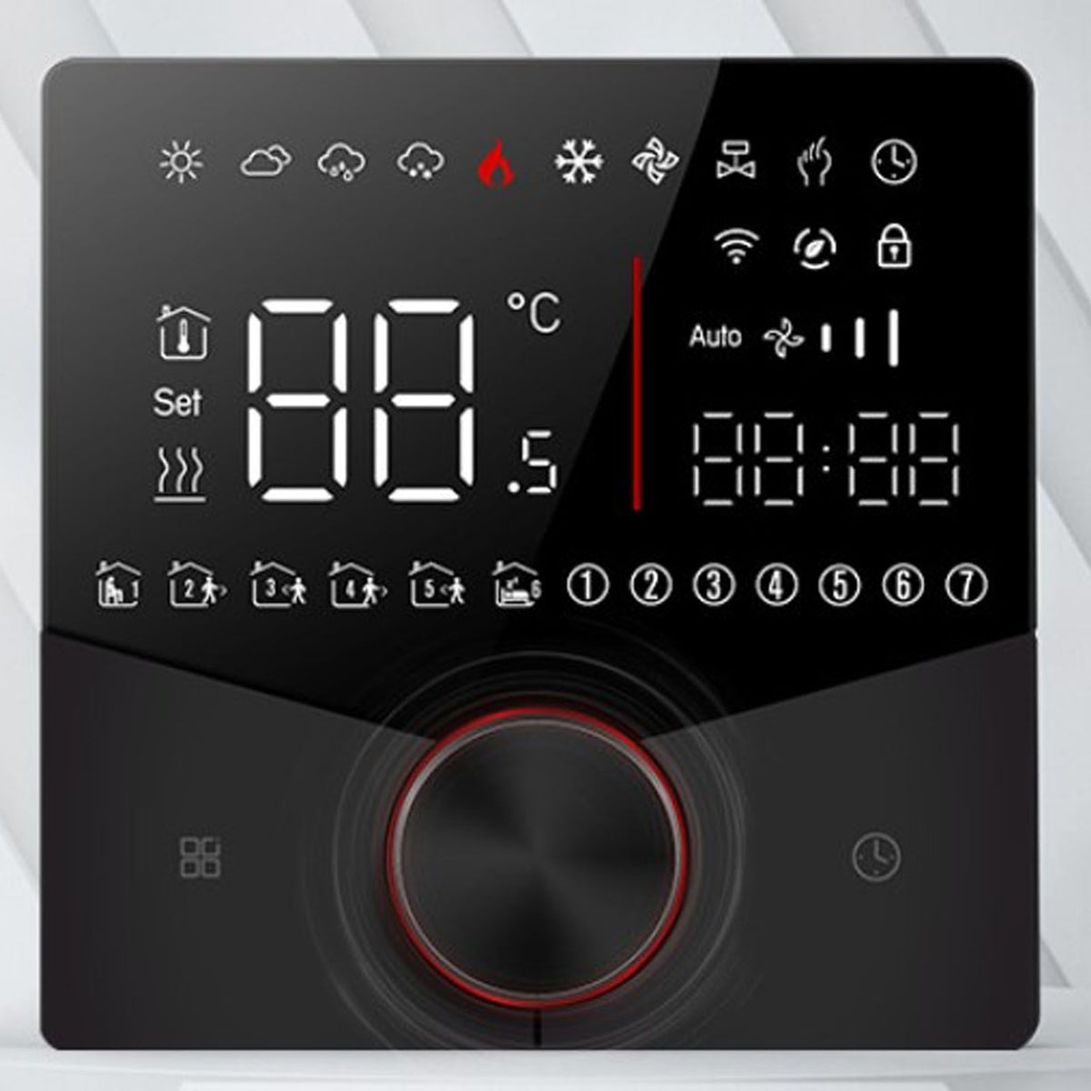 Smart Thermostat Knob Design LCD Color Display Panel Digital Thermostat for Sauna Room Underfloor Heating System Black