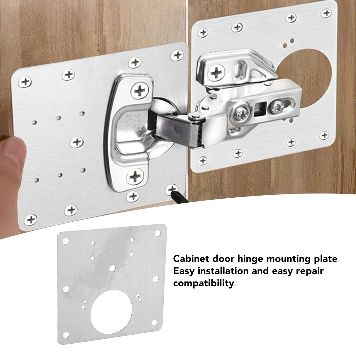 10 PCS Cabinet Hinges Repair Plate with Fixing Screws Thicken Stainless Steel Cupboard Door Hinge Repair Plate Kit for Home