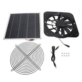 Solar Panel Fan Kit Solar Exhaust Fan 100W Solar Powered Panel with 10inch Round Fan for Greenhouse Shed Chicken Coop Black