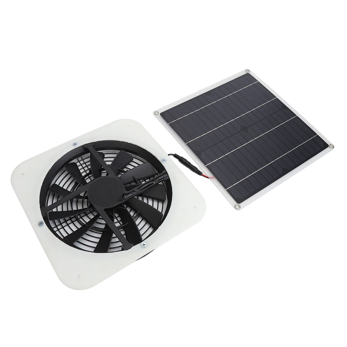 Solar Panel Fan Kit Solar Exhaust Fan 100W Solar Powered Panel with 10inch Round Fan for Greenhouse Shed Chicken Coop White