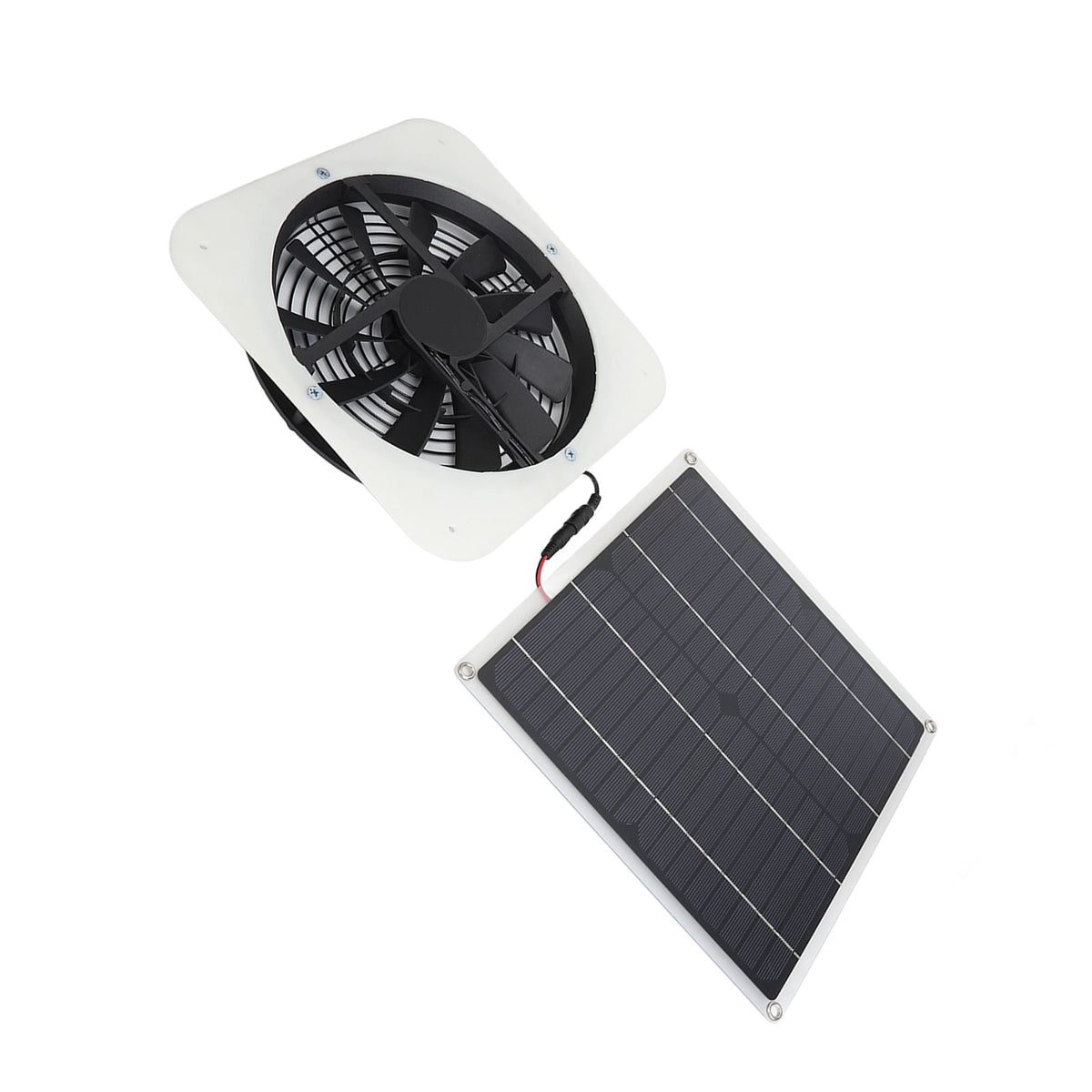 Solar Panel Fan Kit Solar Exhaust Fan 100W Solar Powered Panel with 10inch Round Fan for Greenhouse Shed Chicken Coop White