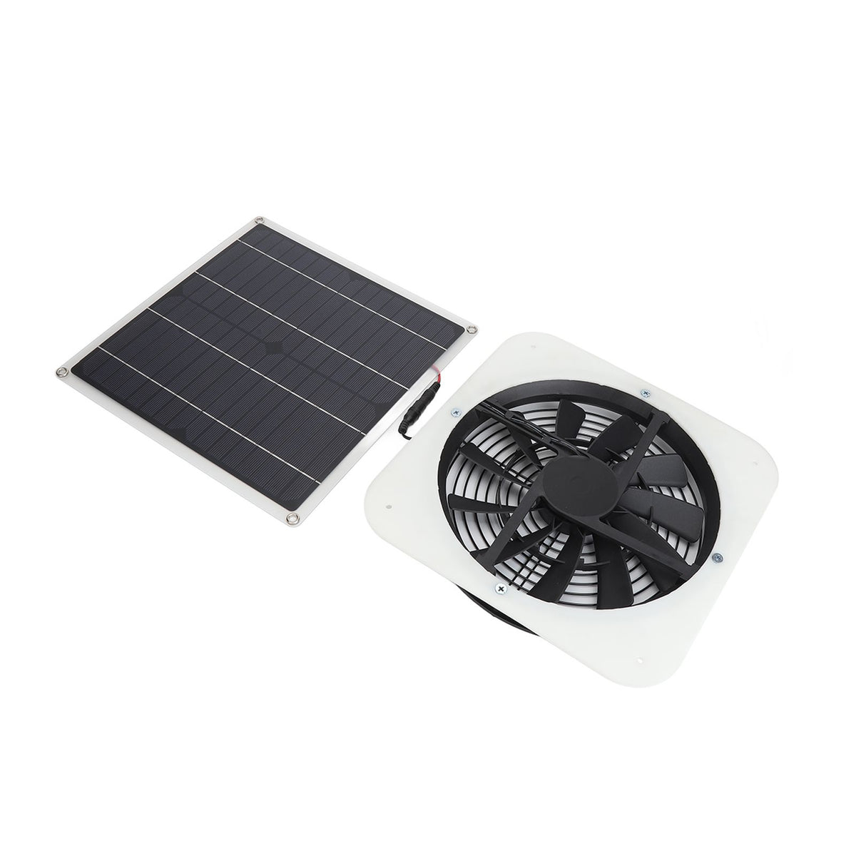 Solar Panel Fan Kit Solar Exhaust Fan 100W Solar Powered Panel with 10inch Round Fan for Greenhouse Shed Chicken Coop White