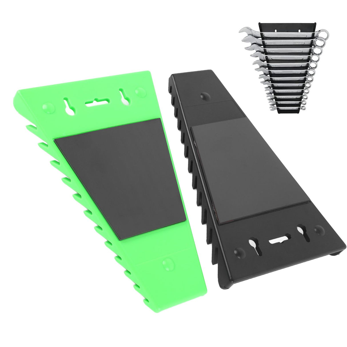 2 Packs Magnetic Wrench Organizer Hold Up to 12 Pieces Strong ABS Magnetic Wrench Rack for 6 to 24mm 1/4in to 1/16in