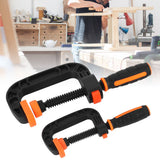 2Pcs C Clamp 2 Inch 3 Inch Adjustable Quick Release Button Slip Resistant Ergonomic for Woodworking Household Clamping Projects