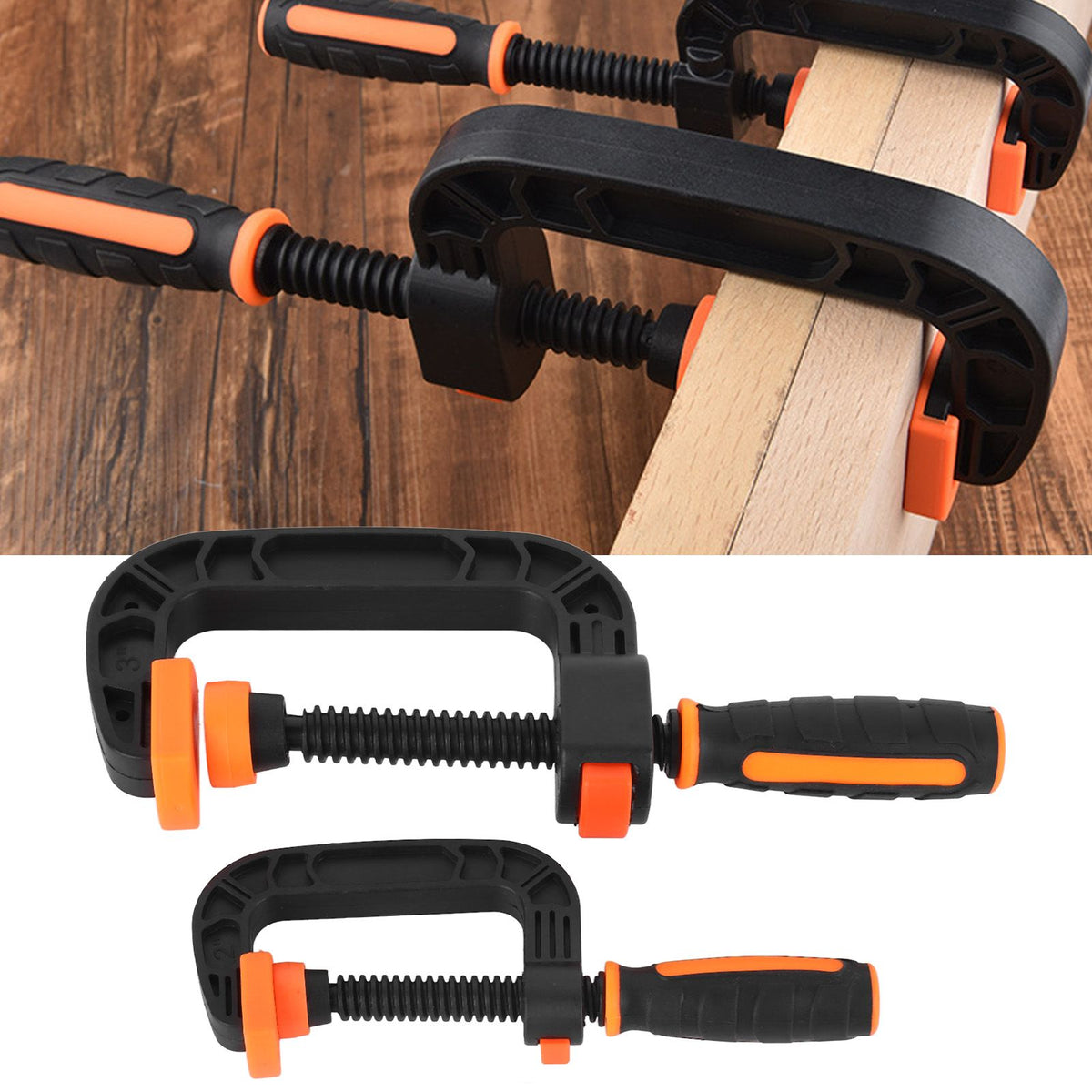 2Pcs C Clamp 2 Inch 3 Inch Adjustable Quick Release Button Slip Resistant Ergonomic for Woodworking Household Clamping Projects