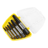 6 Pcs Damaged Screw Extractor with Yellow Storage Box Steel Stripped Bolt Remover for Home Repairs Automotive Mechanical Repairs