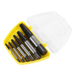 6 Pcs Damaged Screw Extractor with Yellow Storage Box Steel Stripped Bolt Remover for Home Repairs Automotive Mechanical Repairs