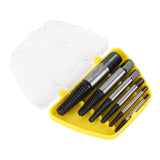 6 Pcs Damaged Screw Extractor with Yellow Storage Box Steel Stripped Bolt Remover for Home Repairs Automotive Mechanical Repairs