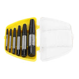 6 Pcs Damaged Screw Extractor with Yellow Storage Box Steel Stripped Bolt Remover for Home Repairs Automotive Mechanical Repairs