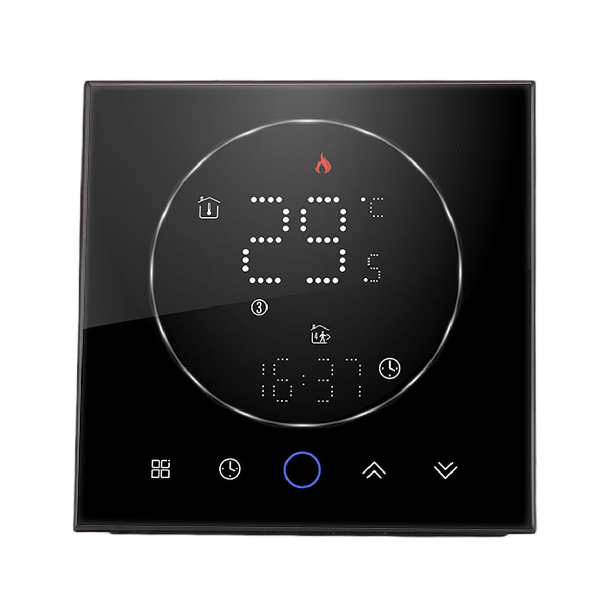 Wireless Smart Thermostat for Home Accurate Programmable Thermostat Wall Mounted Boiler Thermostat AC95‑240V Square Black